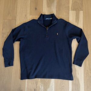AUTHENTIC Polo Ralph Lauren Quarter Zip Sweater Navy Blue Size XLT